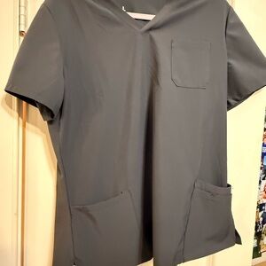 Gray V-Neck Scrub Top
